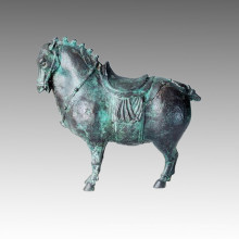 Животная бронзовая скульптура Династия Тан Конская латунная статуя Тпал-151